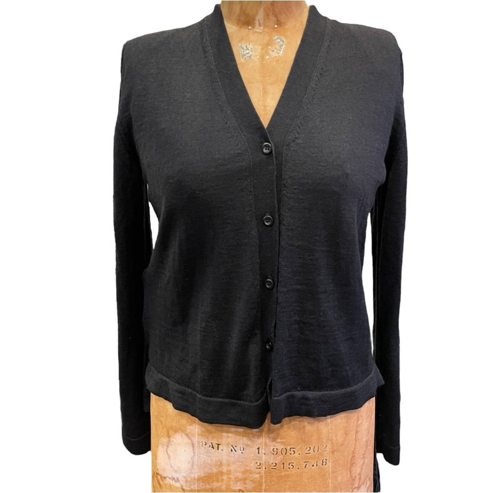 MIU MIU Women’s Black Cardigan with side tie SweaterWool Silk Blend Sz 40
